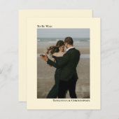 シンプルアイボリークリームバジェット結婚ズ写真招待状 (正面/裏面)