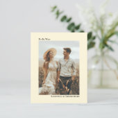 シンプルアイボリークリームバジェット結婚ズ写真招待状 (スタンド正面)