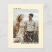 シンプルアイボリークリームバジェット結婚ズ写真招待状 (正面)