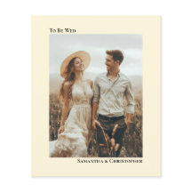 シンプルアイボリークリームバジェット結婚ズ写真招待状