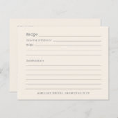 シンプルアイボリークリームパーソナライズされたレシピカード (正面/裏面)