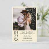 シンプルアイボリークリーモダンムミニマル写真結婚ズ セーブザデート (スタンド正面)