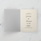 シンプルアイボリーグレー白いカップル結婚写真 招待状 (内部)