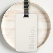 シンプルアイボリーホワイトモノグモダンラム名 ラゲッジタグ