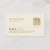 シンプルアイボリーミニマルホワイトクリーミー金ゴールド 名刺 (裏面)