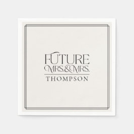 シンプルアイボリー未来ミセス・ミセス・・カップルのシャワー紙 スタンダードカクテルナプキン