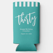 シンプルアクアとホワイト30歳の誕生日パーティー スリム缶クーラー (裏面)