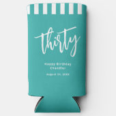 シンプルアクアとホワイト30歳の誕生日パーティー スリム缶クーラー (正面)