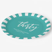 シンプルアクアとホワイト30歳の誕生日パーティー ペーパープレート (アングル)