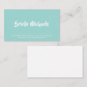 シンプルアクアターコイズ手書きブラシスクリプト 名刺 (正面/裏面)