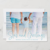 シンプルアクアビーチフォトクリエレガントスマス シーズンカード (正面)