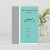 シンプルアクアブラックホワイト独身パーティー招待状 招待状 (スタンド正面)