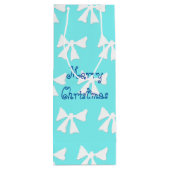 シンプルアクアブルーとホワイトボウパターン抱き枕 ワインギフトバッグ (裏面)