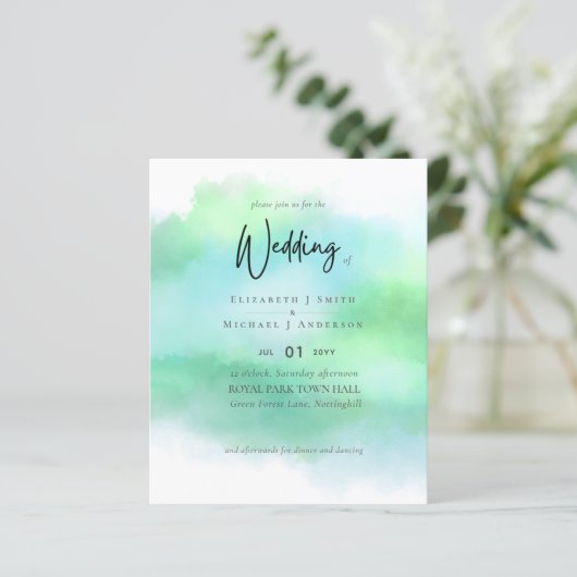 シンプルアクアブルーモダンフェードグリ結婚ーン (スタンド正面)