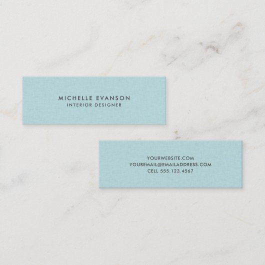 シンプルアクアブルーリネンプロフェッショナル スキニー名刺 (正面/裏面)