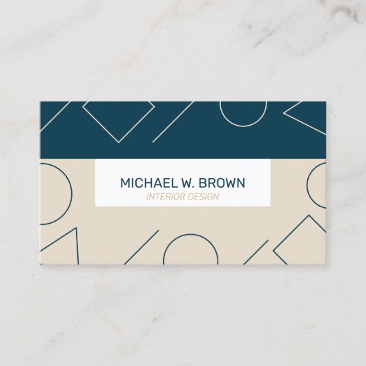 シンプルアクアミニマルベージュジオメトリック 名刺 (正面)
