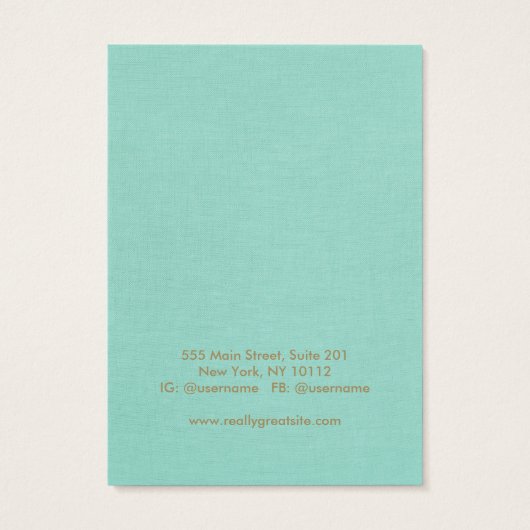 シンプルアクアモダンブルーネックレスディスプレイカード (裏面)