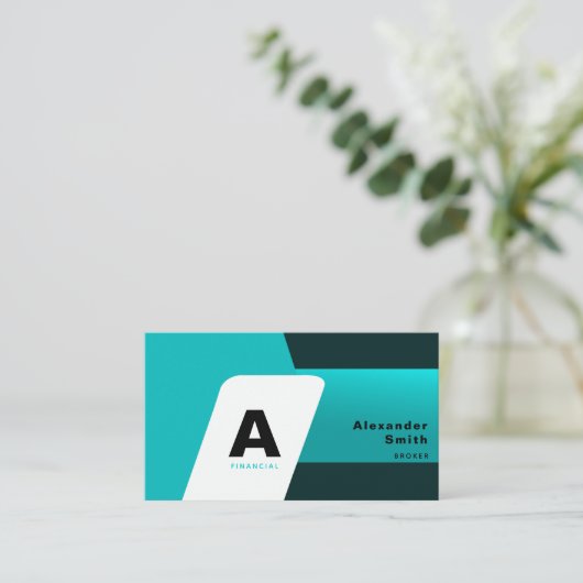 シンプルアクアモダンブルーロゴプロフェッショナル写真 名刺 (スタンド正面)