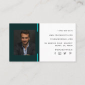 シンプルアクアモダンブルーロゴプロフェッショナル写真 名刺 (裏面)