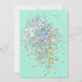 シンプルアクアモダン金ゴールドホログラフィックパステル結婚ス 招待状 (裏面)