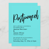 シンプルアクア結婚延期 招待状 (正面/裏面)