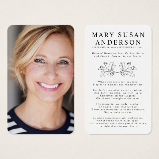 シンプルアコーン写真記念カード (正面&裏面)