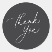 シンプルアッシュブラック書道台本ありがとう ラウンドシール (正面)