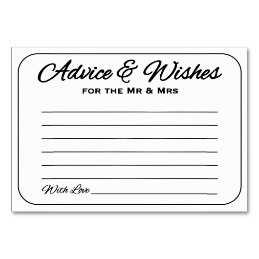 シンプルアドバイスお洒落と願い テーブルナンバー (正面)