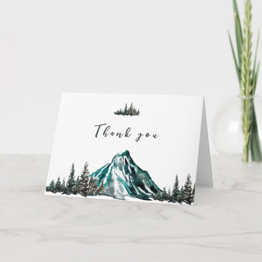 シンプルアドベンチャー開始マウンテンパインベイビーシャワー サンキューカード (正面)