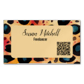 シンプルアニマルプリントエレガントモダンQRコード マグネット名刺 (正面)