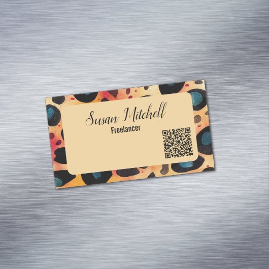 シンプルアニマルプリントエレガントモダンQRコード マグネット名刺 (インサイチュ)