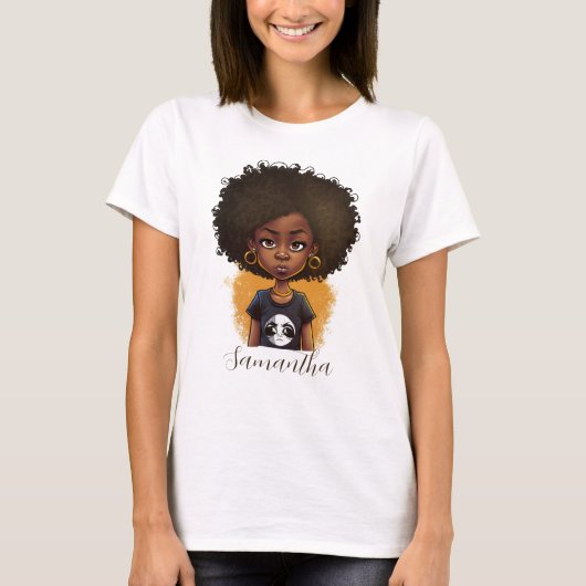 シンプルアフロ女性 Tシャツ (正面)