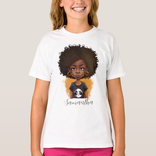 シンプルアフロ女性 Tシャツ (正面)