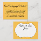 シンプルアプリコット「ラッピング不要」ブライダルシャワー エンクロージャーカード (正面/裏面)