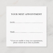 シンプルアポイントメントエレガント白黒ヘアサロン スクエア名刺 (裏面)