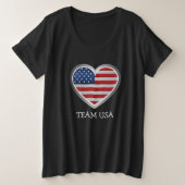 シンプルアメリカモダンファン応援USA国旗のチーム名 プラスサイズTシャツ (デザイン正面)