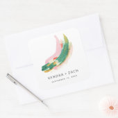 シンプルアモダンル絵を描ストローク結婚式の引き出物 スクエアシール (封筒)