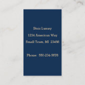 シンプルアルコールインクブルーと金ゴールド水色 名刺 (裏面)