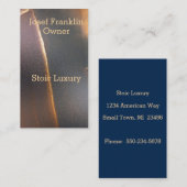 シンプルアルコールインクブルーと金ゴールド水色 名刺 (正面/裏面)