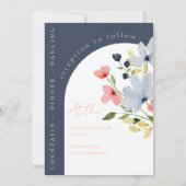 シンプルアルチブルーとピンクのフローラ結婚ズ 招待状 (裏面)