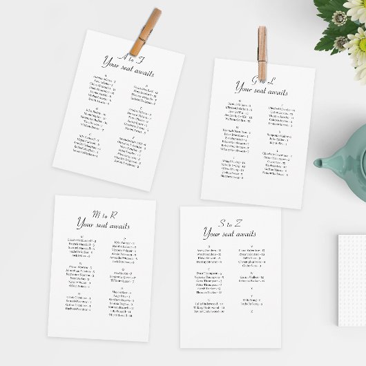 シンプルアルファベット結婚の座席表カード