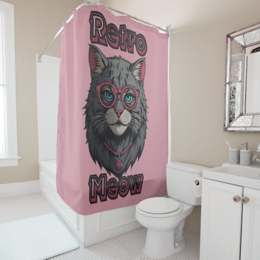 シンプルアンドグスタイリッシュレーキャットアートデザイン シャワーカーテン (インサイチュ)