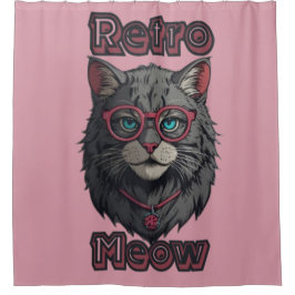 シンプルアンドグスタイリッシュレーキャットアートデザイン シャワーカーテン