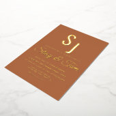 シンプルアンパサンドモノグラムのテラコッタプレス 箔招待状 (回転した状態)