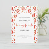 シンプルアーチガールベリーファースト誕生日 招待状 (スタンド正面)