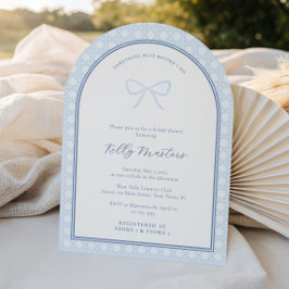 シンプルアーチソウルブルーボウウェディングシャワー 招待状