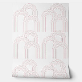 シンプルアーチデザイン白とピンク 壁紙