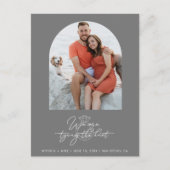 シンプルアーチフォトバジェットウェディング日付を保存 案内ポストカード (正面)