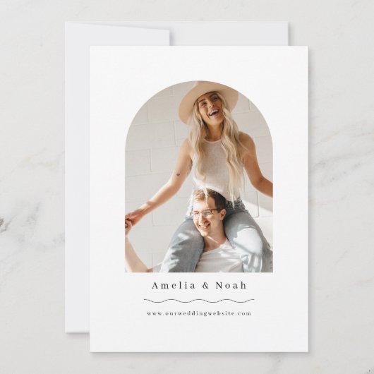 シンプルアーチフォトボホ結婚式招待状 招待状 (裏面)