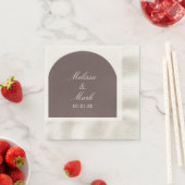 シンプルアーチブラウン形モノグラム 縁ありカクテルナプキン (インサイチュ)